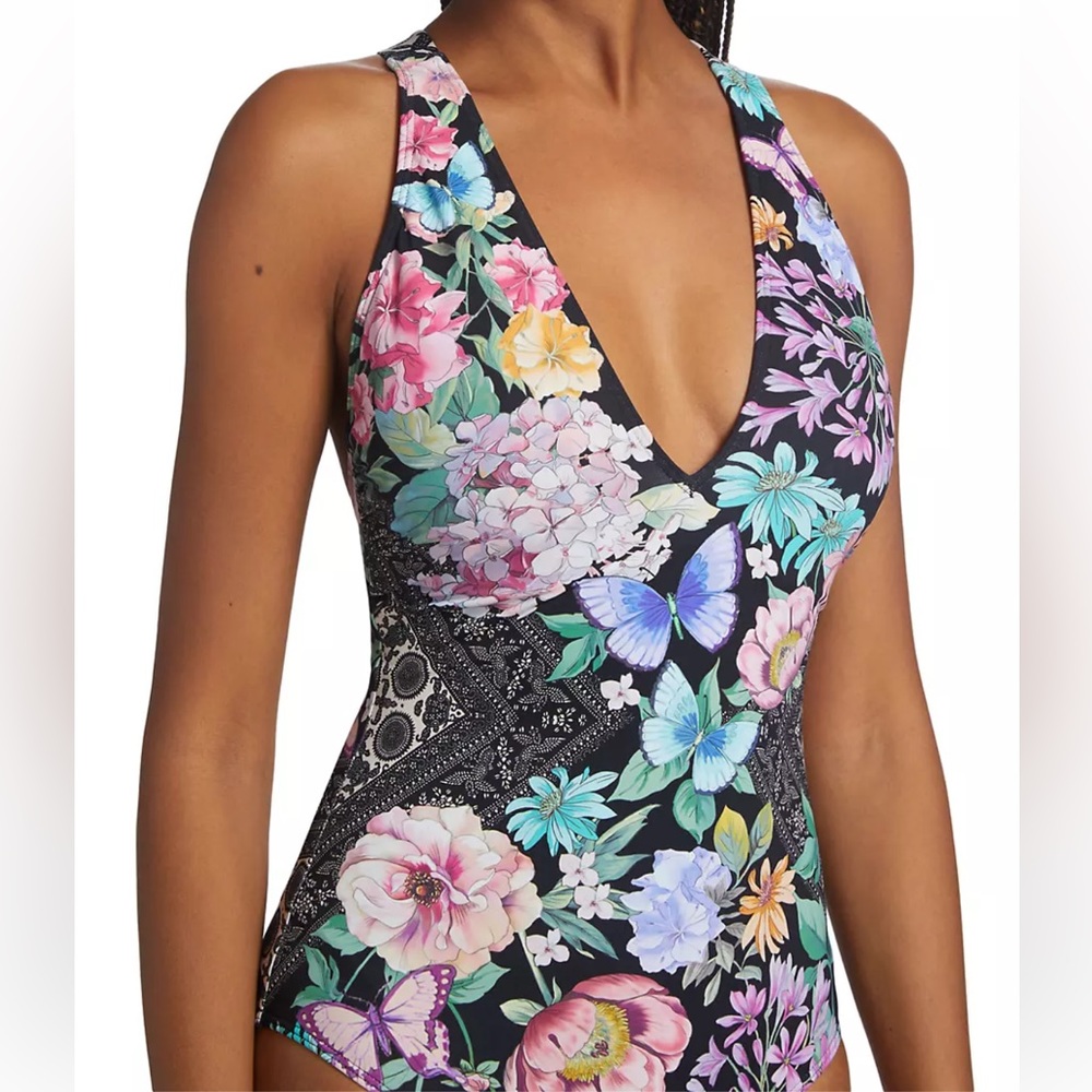 NWT Johnny Was One-Piece Racerback Floral Swimsuit - Picture 3 of 10